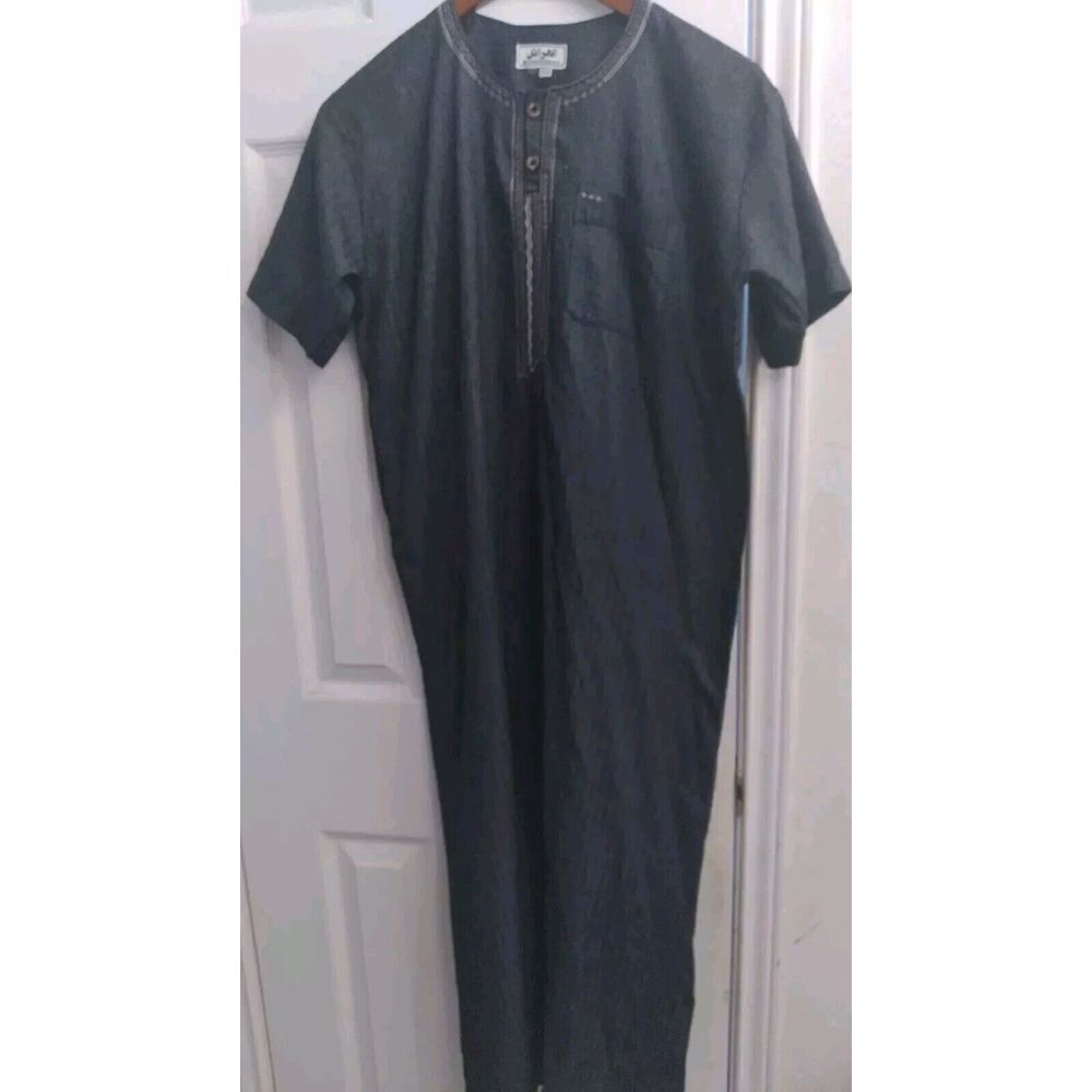 Thobe Islamic Muslim Men's Short Sleeve‎ Button Down Dress Shirt